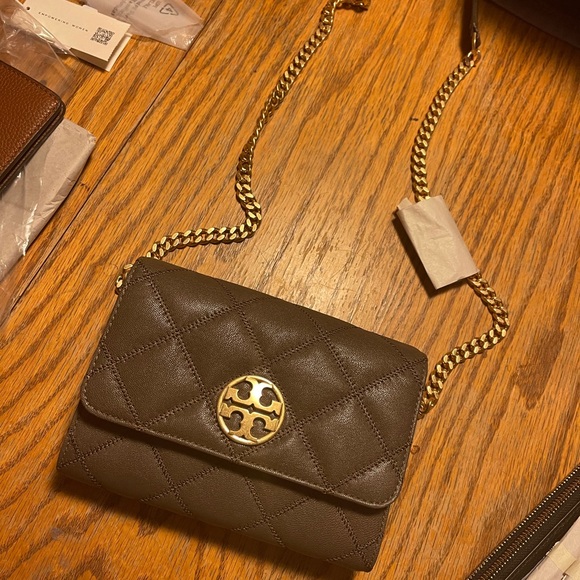 TORY BURCH CHAIN WALLET VOLCANIC STONE COLOR - Picture 2 of 9